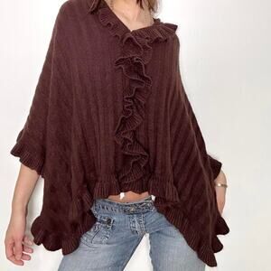 Deadstock y2k wool blend ruffle poncho